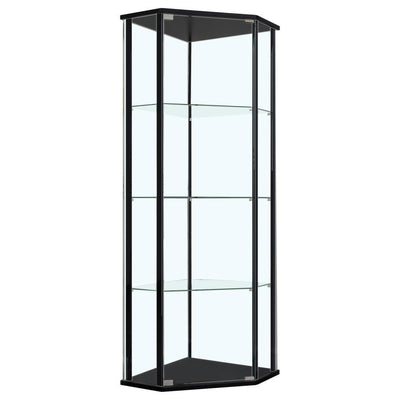 Zenobia - Glass Shelf Curio Cabinet - Clear And Black - Grand Furniture GA