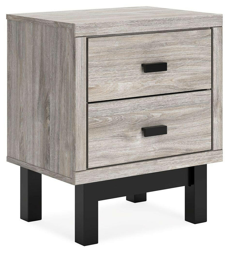 Vessalli - Black / Gray - Two Drawer Nightstand.