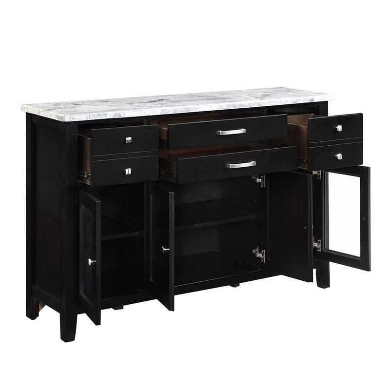 Hussein - Server With Marble Top - Marble & Black Finish - Grand Furniture GA