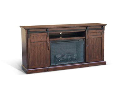 Tuscany - TV Console With Fireplace Option - Dark Brown - Wood.