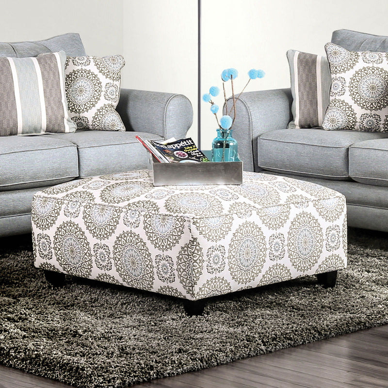 Misty - Ottoman - Ivory / Pattern - Grand Furniture GA