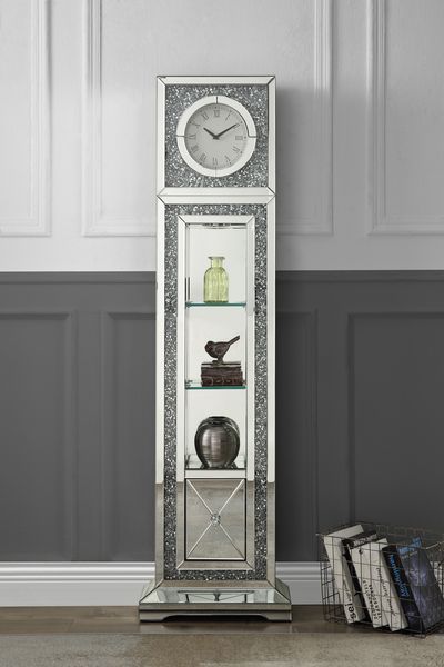 Noralie - Grandfather Clock - Pearl Silver - Wood - 63" - Grand Furniture GA