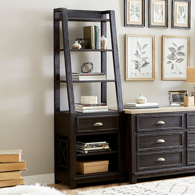 Heatherbrook - Leaning Bookcase Pier 72" - Black.