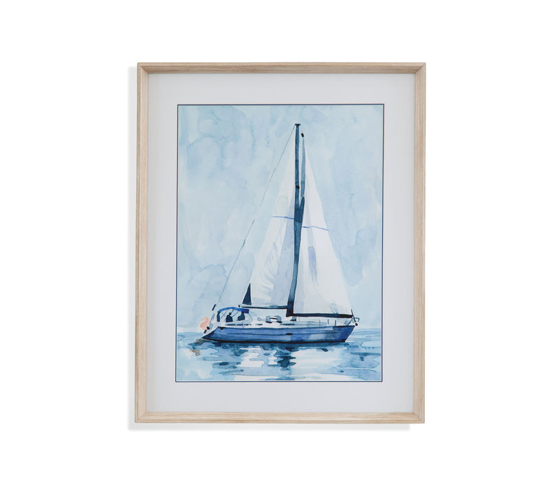 Lone Sailboat II - Framed Print - Blue