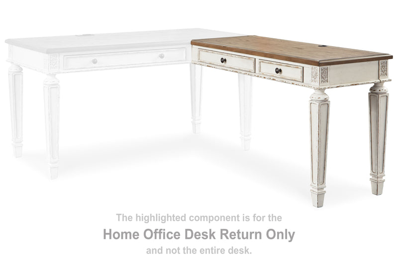 Realyn - White / Brown - Home Office Desk Return - Grand Furniture GA