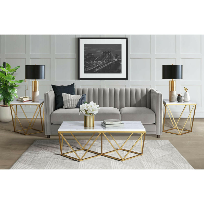 Riko - Rectangular Coffee Table With Metal Leg - Gold - Coffee Tables - Grand Furniture GA