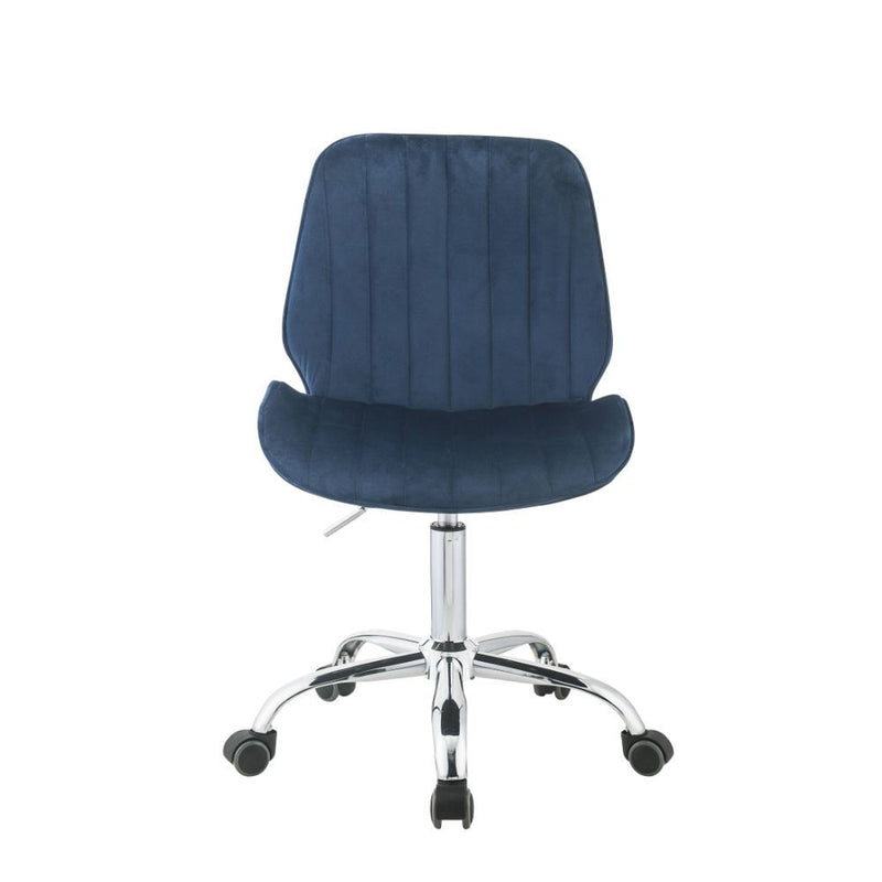 Muata - Office Chair - Twilight Blue Velvet & Chrome - Grand Furniture GA