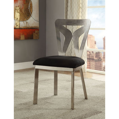 Widforss - Side Chair (Set of 2) - Black Microfiber & Antique Silver Plated - Grand Furniture GA