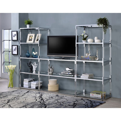 Raegan - TV Stand - Clear Acrylic, Chrome & Clear Glass - Grand Furniture GA