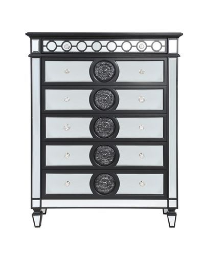 Varian II - Chest - Black Velvet & Black & Sliver Finish - Grand Furniture GA