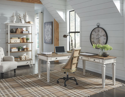 Realyn - White / Brown - Home Office L Shaped Desk.