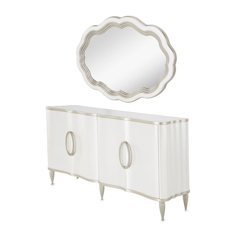 London Place - Sideboard with Mirror - Creamy Pearl