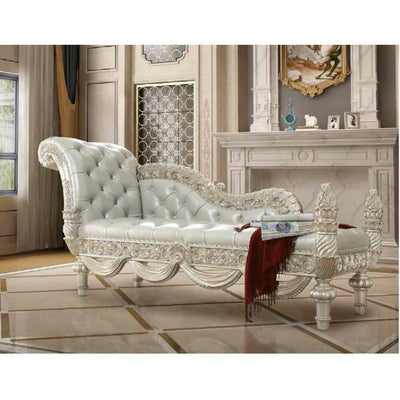 Sandoval - Bench - Beige PU & Champagne Finish - Grand Furniture GA