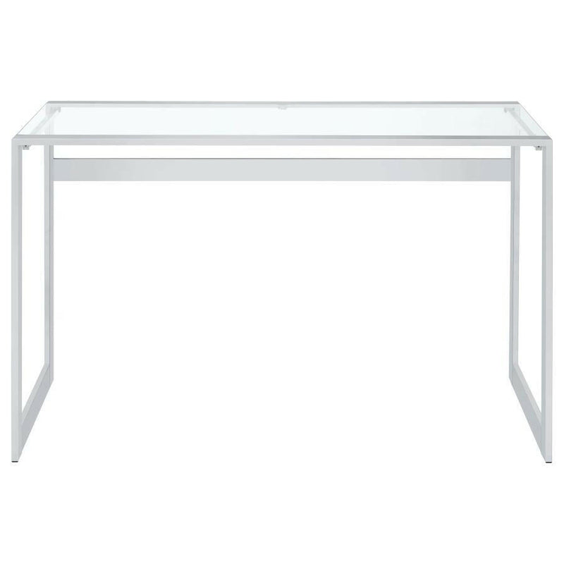 Hartford - Glass Top Writing Desk - Chrome - Writing Desks - Grand Furniture GA