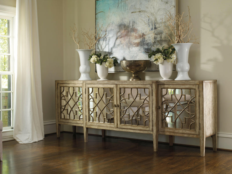 Sanctuary - Four-Door Mirrored Console Table - Console Tables - Grand Furniture GA