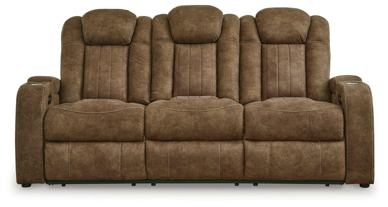 Wolfridge - Brindle - Power Reclining Sofa With Adj Headrest.