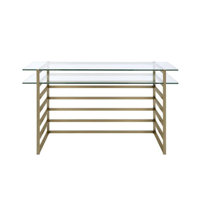 Shona - Desk - Antique Gold & Clear Glass - Grand Furniture GA