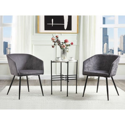Taigi - Chair & Table - Gray Velvet & Black - Grand Furniture GA