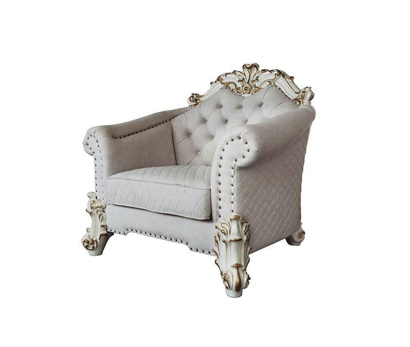 Vendom II - Chair - Two Tone Ivory Fabric & Antique Pearl Finish - Grand Furniture GA