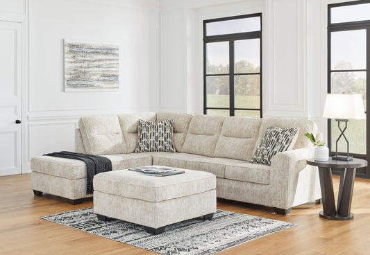 Lonoke - Parchment - 3 Pc. - 2-Piece Sectional With Laf Corner Chaise, Ottoman.
