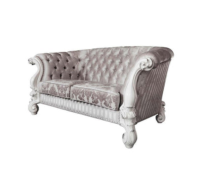 Versailles - Loveseat - Ivory Fabric & Bone White Finish - Grand Furniture GA