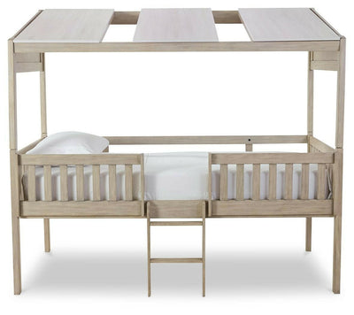 Wrenalyn - White / Brown / Beige - Twin Loft Bed With Roof Panels.