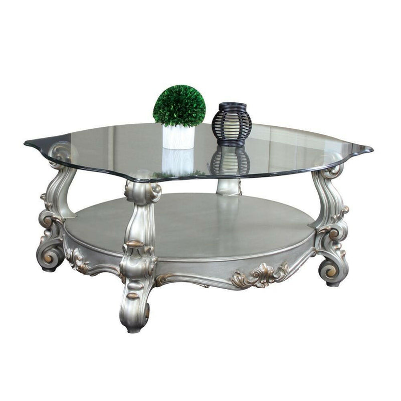 Versailles - Coffee Table - Antique Platinum - & Clear Glass - 22" - Grand Furniture GA