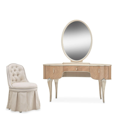 Villa Cherie - Vanity Set with Mirror & Chair- Caramel.