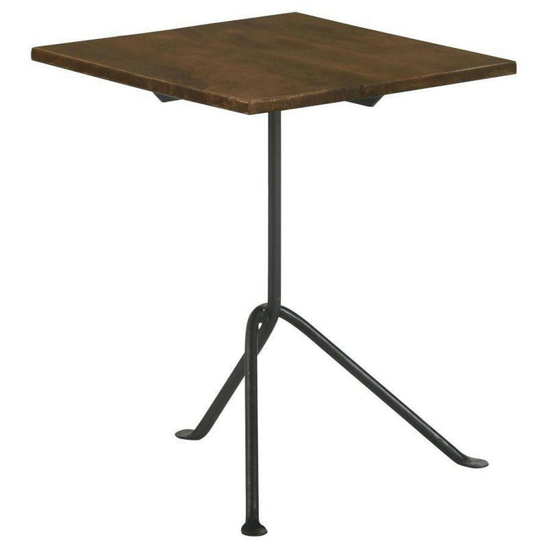 Heitor - Square Accent Table With Tripod Legs - Dark Brown and Gunmetal.