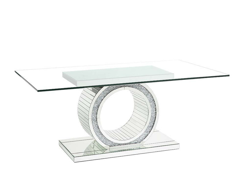 Noralie - Dining Table - Mirrored & Faux Diamonds - Glass - 30" - Grand Furniture GA