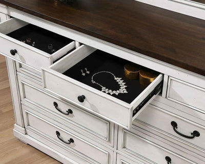 Hillcrest - 9-Drawer Dresser - Dark Rum And White - Grand Furniture GA