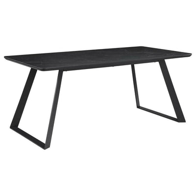 Smith - Rectangle Ceramic Top Dining Table - Black and Gunmetal.