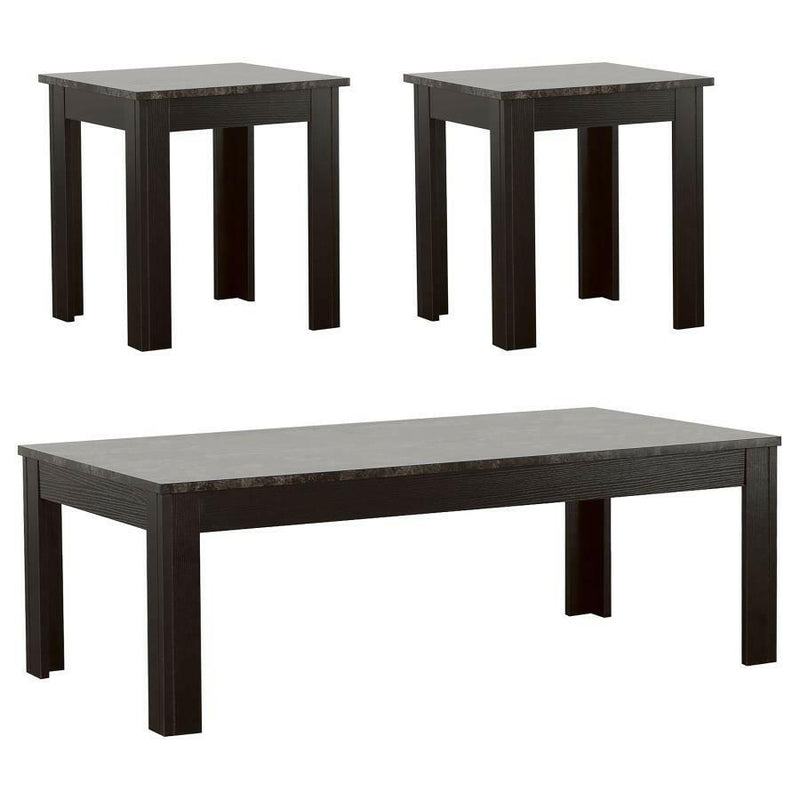 Rhodes - 3-Piece Faux-Marble Top Occasional Table Set - Black.