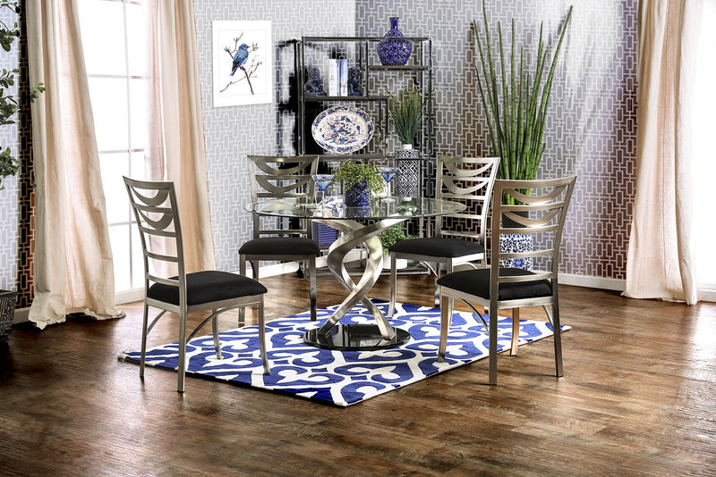 Roxo - Round Dining Table - Silver / Black.