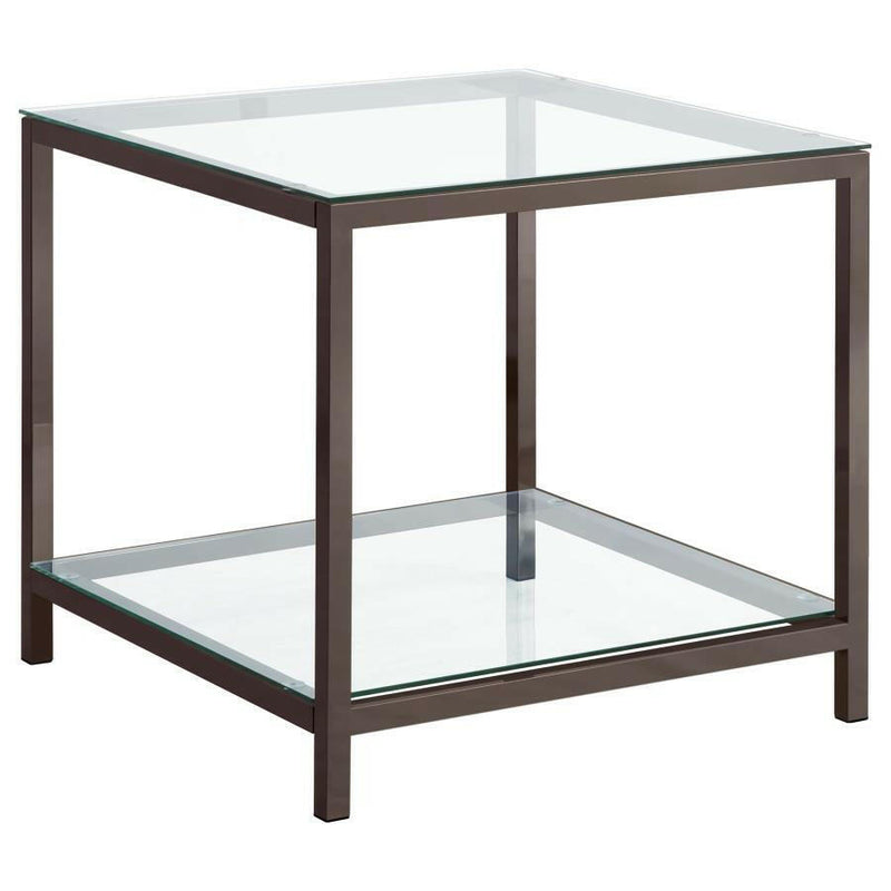 Trini - End Table With Glass Shelf - Black Nickel.