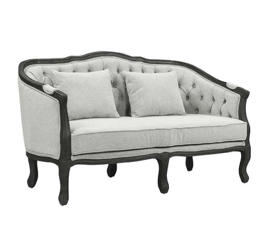 Samael - Loveseat - Gray Linen & Dark Brown Finish - Grand Furniture GA