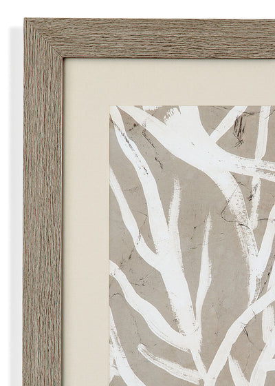 Mudcloth Foliage I - Framed Print - Light Brown