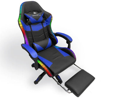 Massage Gaming Chair with Footrest Bluetooth Speakers & LED Lights - Grand Furniture GA