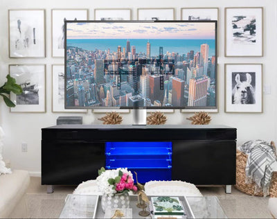 Modern TV Stand Built in Speakers & Subwoofer Entertainment Center - Grand Furniture GA