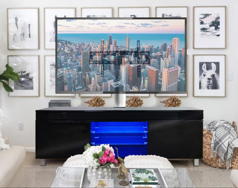 Modern TV Stand Built in Speakers & Subwoofer Entertainment Center - Grand Furniture GA