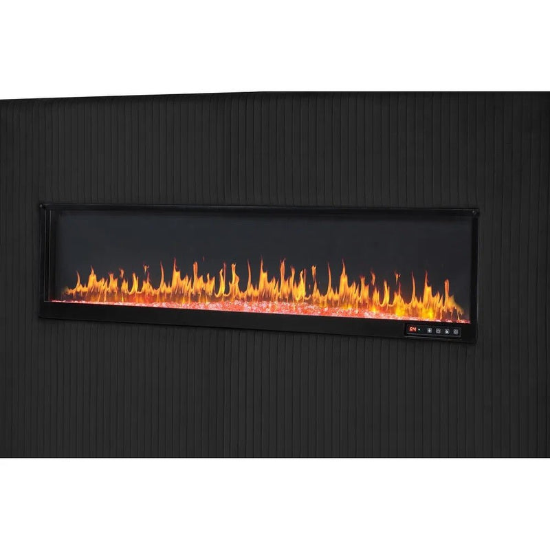 Modern Upholstered Bed with Fireplace | Velvet Luxury Bedframe - Grand Furniture GA