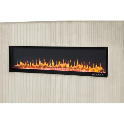 Modern Upholstered Bed with Fireplace | Velvet Luxury Bedframe - Grand Furniture GA