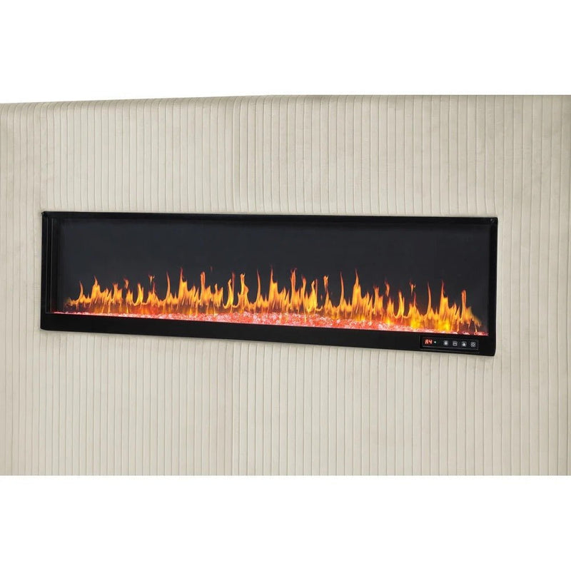 Modern Upholstered Bed with Fireplace | Velvet Luxury Bedframe - Grand Furniture GA