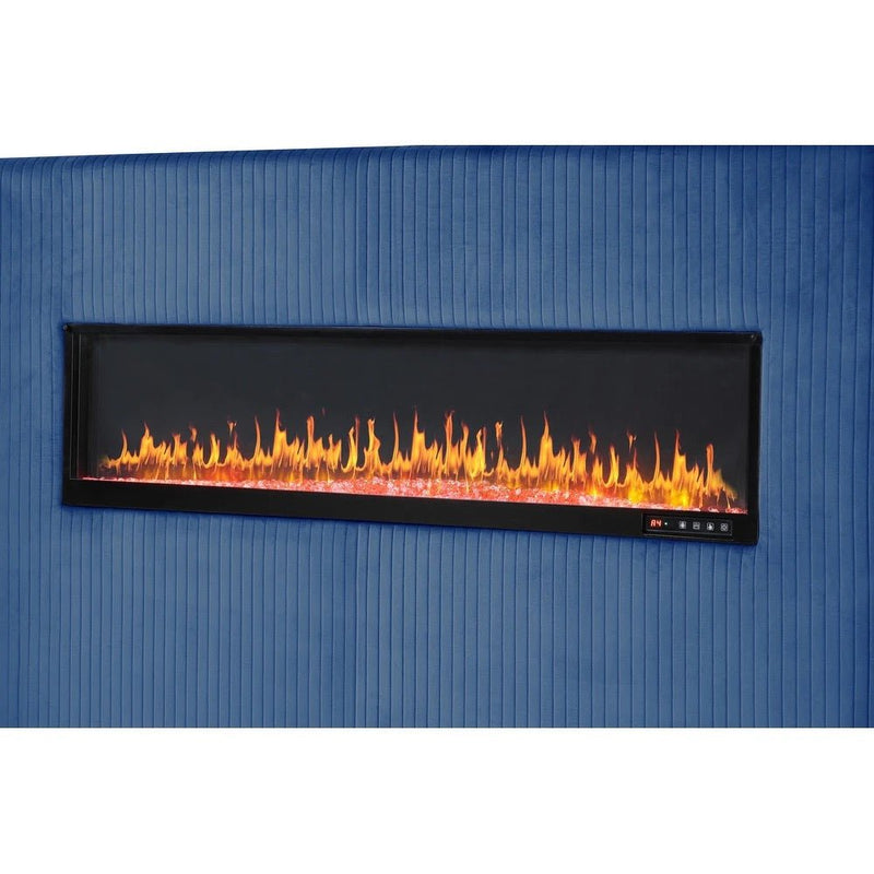 Modern Upholstered Bed with Fireplace | Velvet Luxury Bedframe - Grand Furniture GA