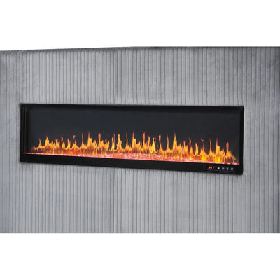 Modern Upholstered Bed with Fireplace | Velvet Luxury Bedframe - Grand Furniture GA